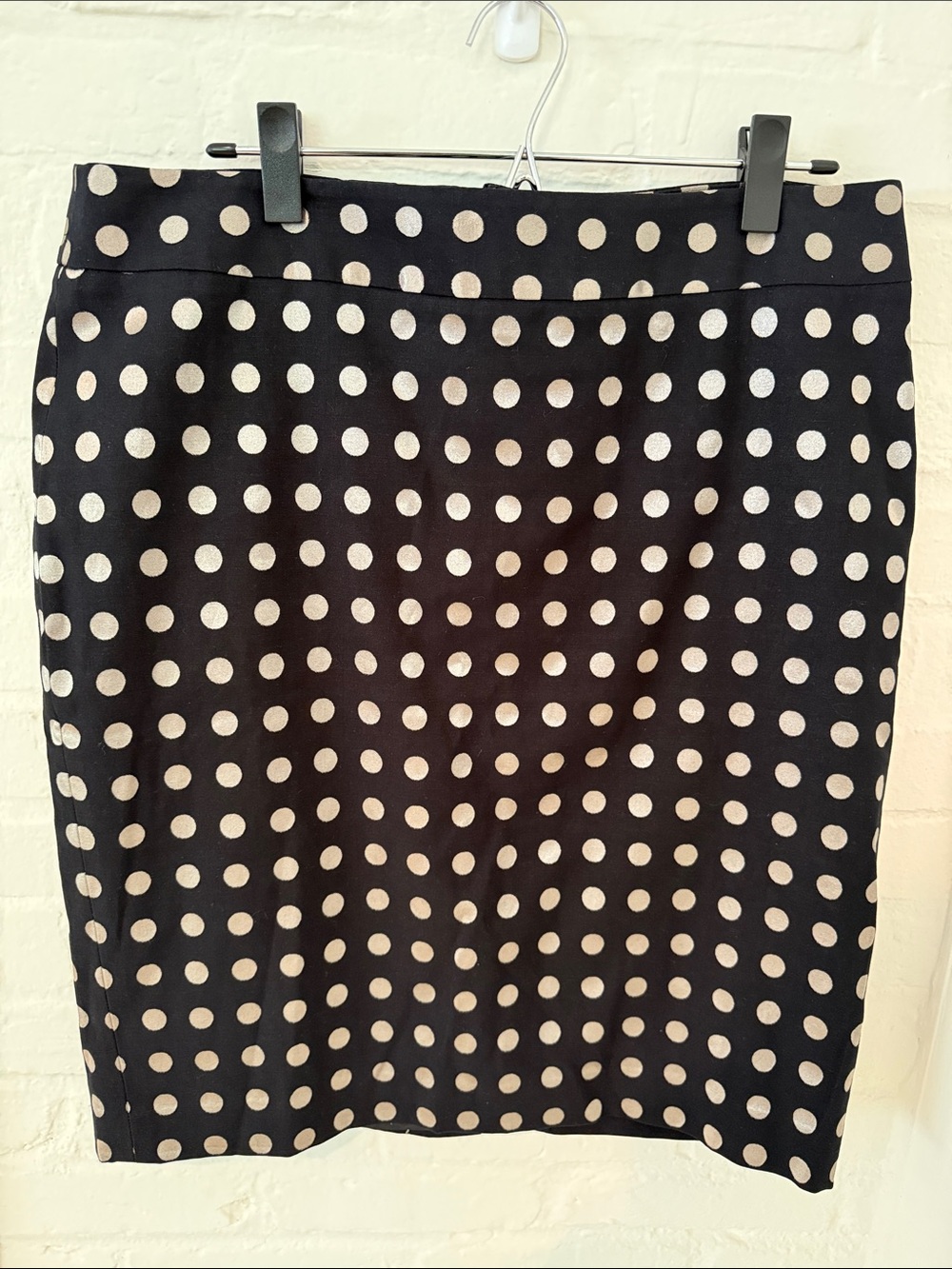 Ann Taylor Polka Dot Pencil Skirt - Black and Silver